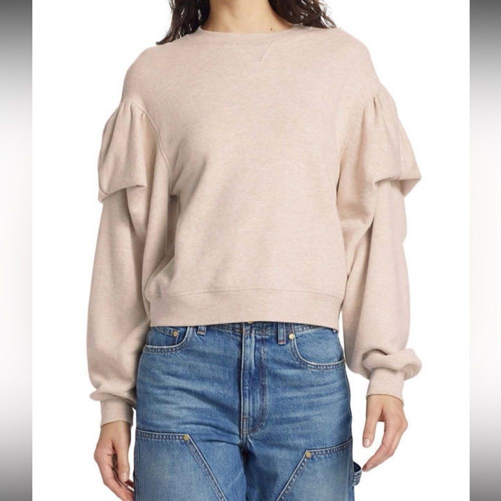 NWT ULLA JOHNSON Philo Pullover Sweatshirt Oatmeal Beige Women’s Size XL